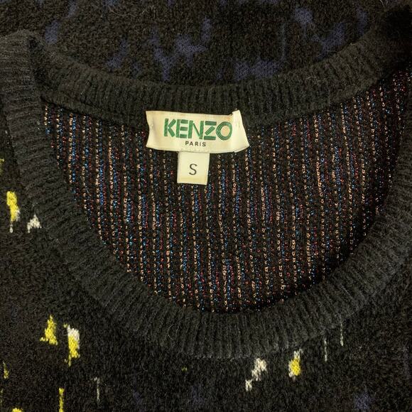 KENZO Jacquard Knit Sleeveless Dress Intarsia Lurex Pyramid Mini Dress, Small - Picture 9 of 9